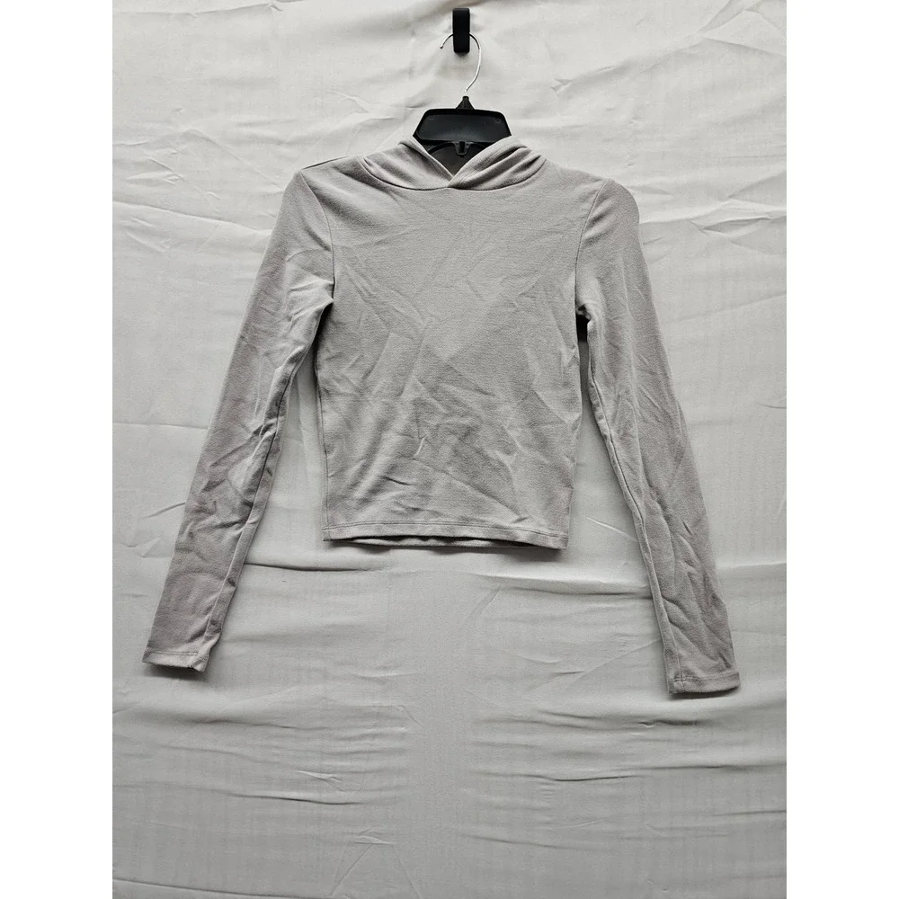 Wild Fable Gray Hooded Long Sleeve Top XXS Cotton Modal Stretch 331 11 9992 NWT - Picture 1 of 7